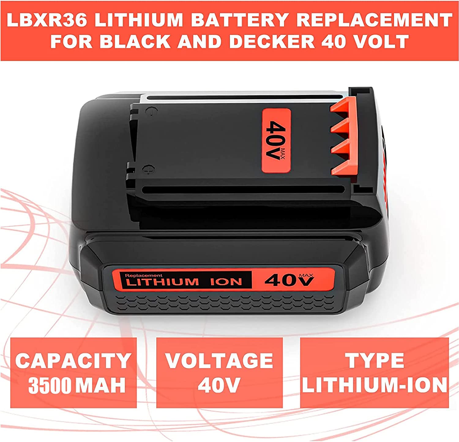 36V/40V 3.5Ah Replacement Batt - Black+Decker Tool Cordless 评论和价格
