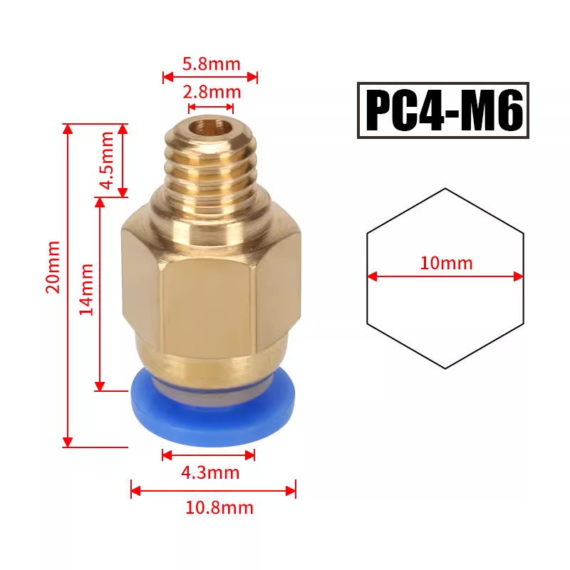 10Pcs/Lot PC4-M6 PC4-01 Quick  - Ptfe Tape Thread 评论和价格